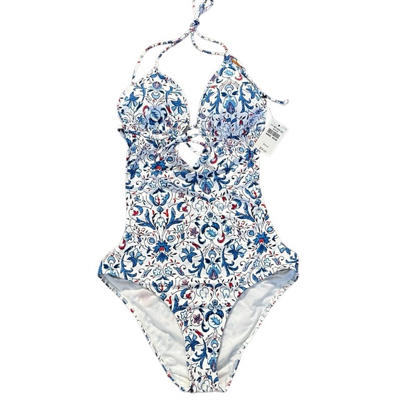 Abercrombie & Fitch one piece floral printed swimsuit with open back size M NWT - Picture 1 of 14